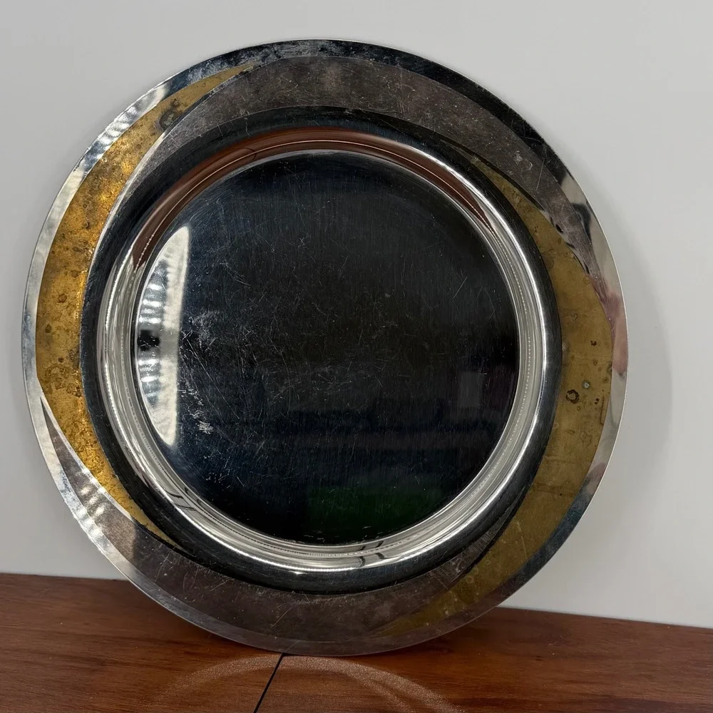 VTG Arthur Krupp 18-10 Stainless Steel Round‎ Serving Tray Berndorf Bear MCM